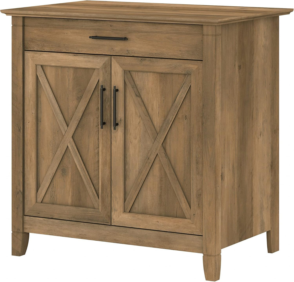 Linen White Oak Secretary Desk with Keyboard Tray and Storage Cabinet N626