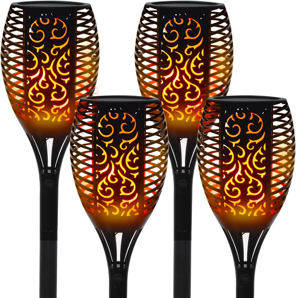96 LED Waterproof Torch Flickering Flames Solar Light, 4Pack L922