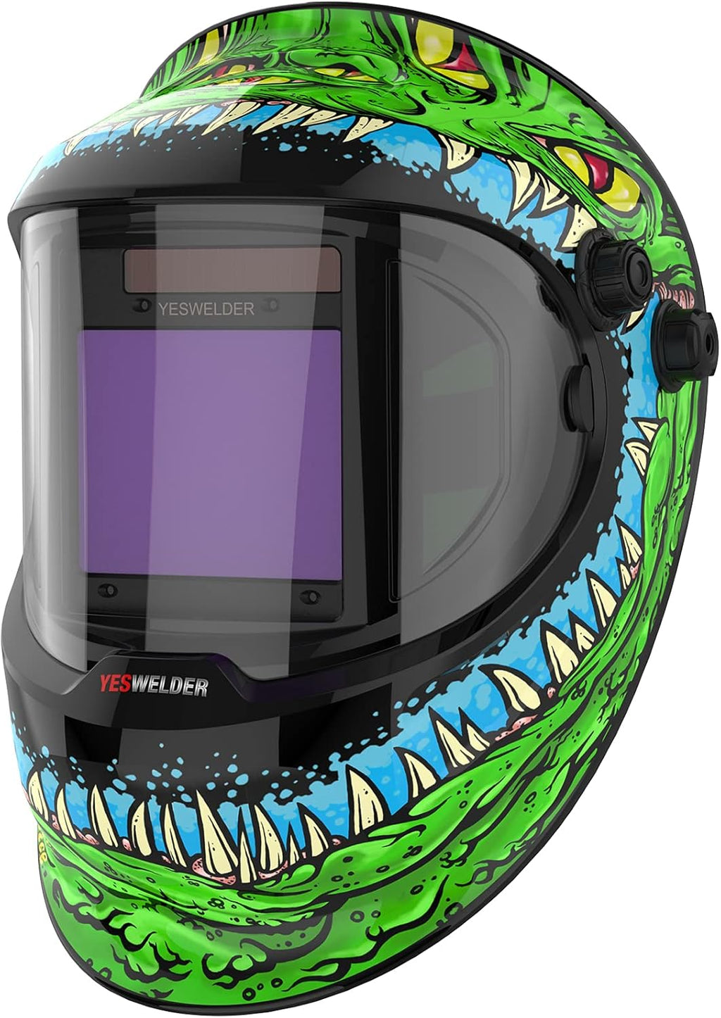 Large Viewing True Color Solar Powered Auto Darkening Welding Helmet with Side View, 4 Arc Sensor Wide Shade 4/5-9/9-13 Welder Mask R201224