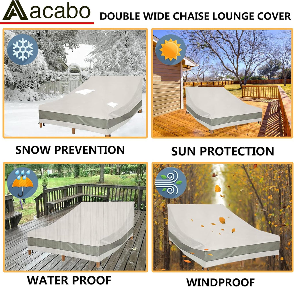 Double Wide Patio Chaise Lounge Chair Cover 82Inch Heavy Duty Waterproof X229