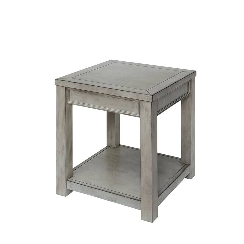 Antique White Farmhouse Wood End Table X9929