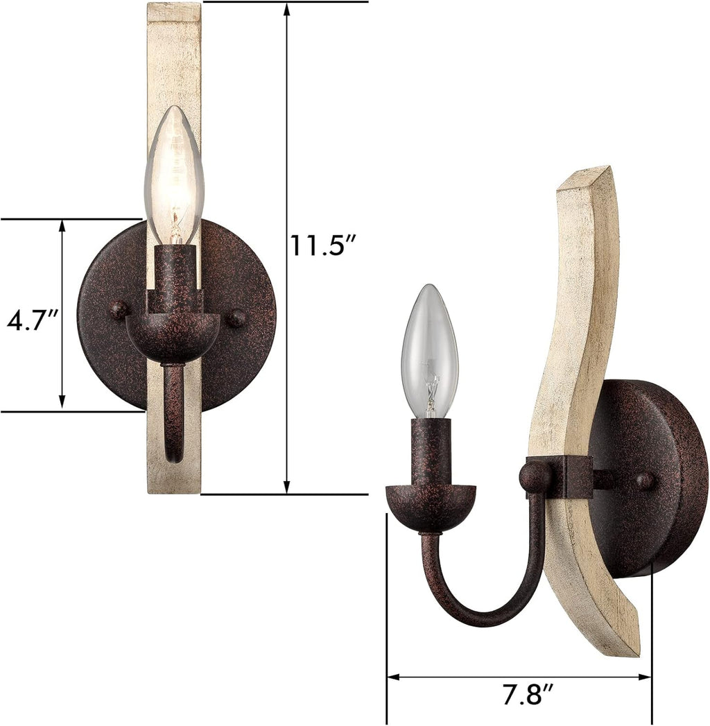 Farmhouse Wooden Wall Sconces Set of Two R594