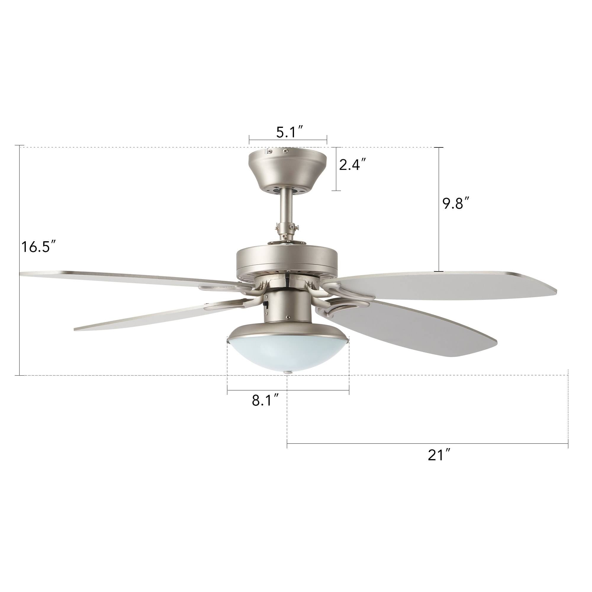 Brushed Nickel Ceiling Fan with Light and Remote Control S197