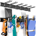 48 Inch Wall Mounted Tool Storage Rack with 6 Adjustable Hooks and 3 Rails Pack of 2 Y40356