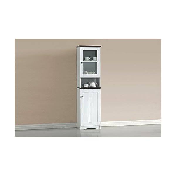 White and Dark Brown Buffet and Hutch Cabinet T44556