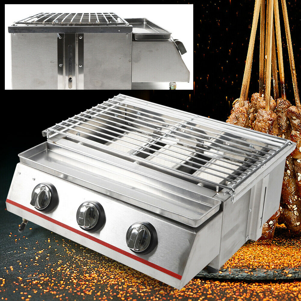 3 Burners Commercial Gas Grill Stainless Steel D657