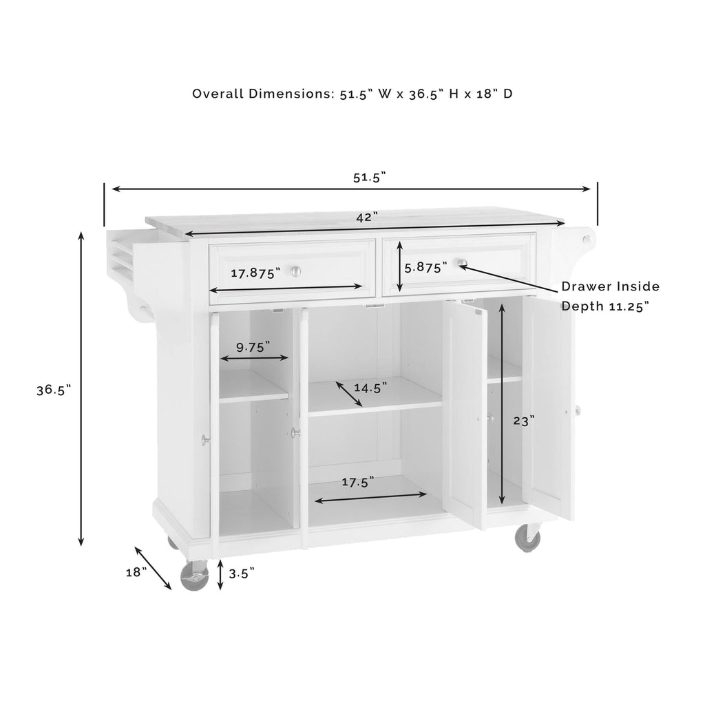 Full Size Granite Top Kitchen Cart Mahogany H65554