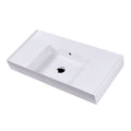 White Rectangular Wall Mount Bathroom Sink with Overflow P754