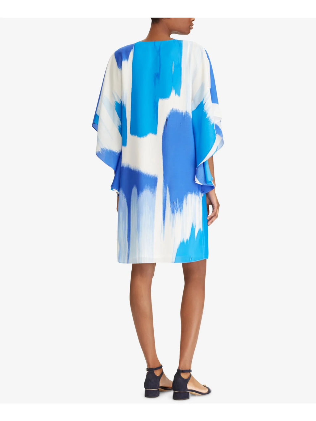 Blue Bell Sleeve V Neck Trapeze Dress V9192