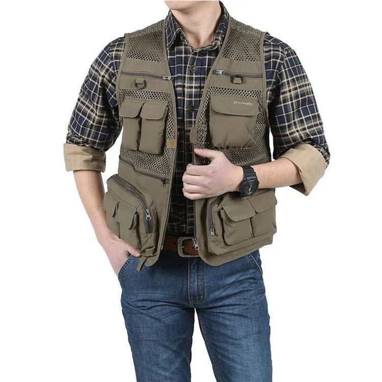 Blue Mesh 16 Pockets Quick Dry Fishing Vest H4762