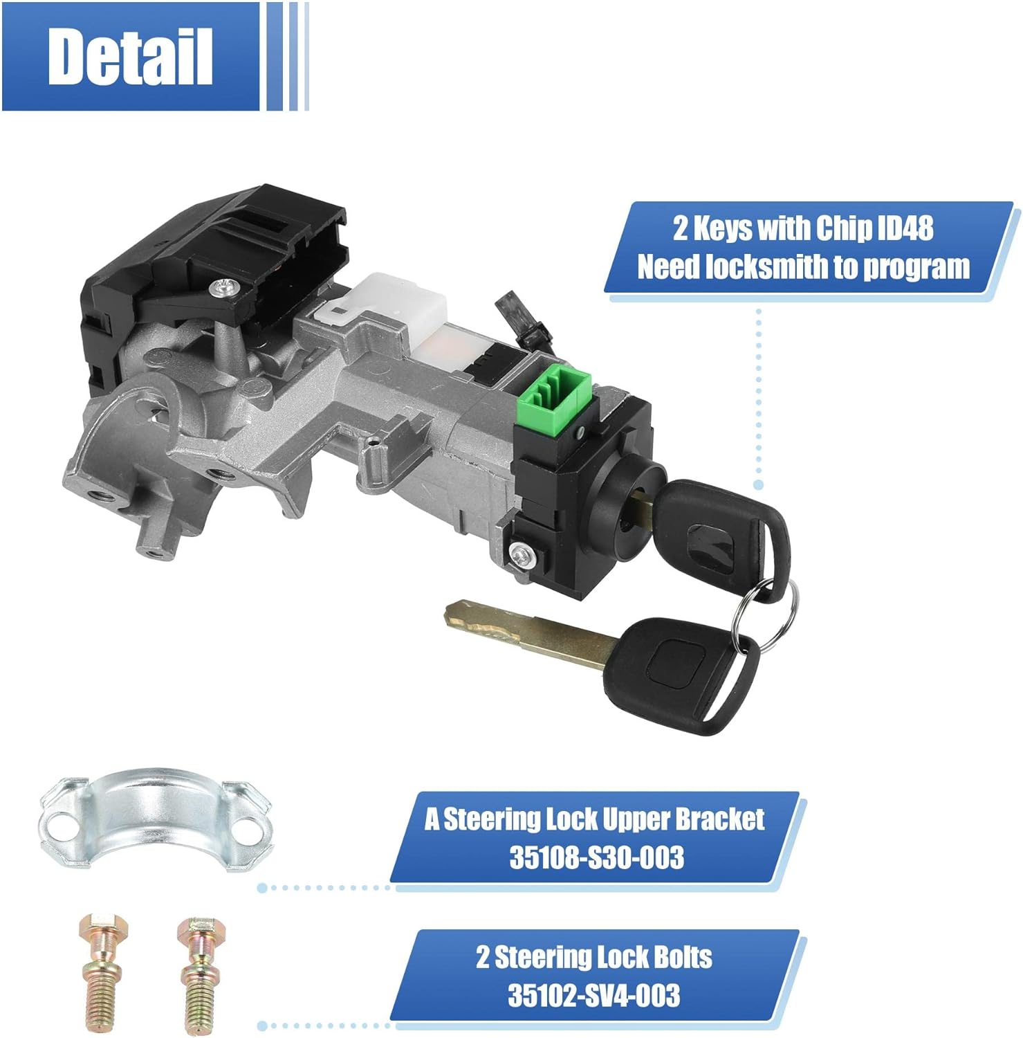 Ignition Switch Cylinder Lock Assembly with 2 Key Pack of 2 U29679