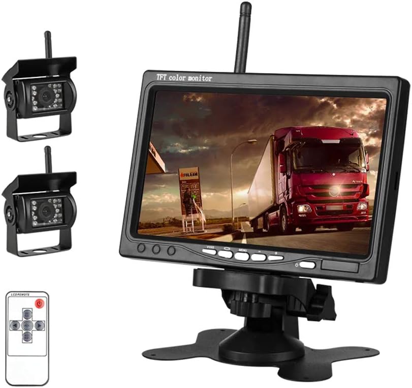 4pcs Wireless Vehicle Backup Cameras Plus 7 Monitor Parking Assistance System D887276