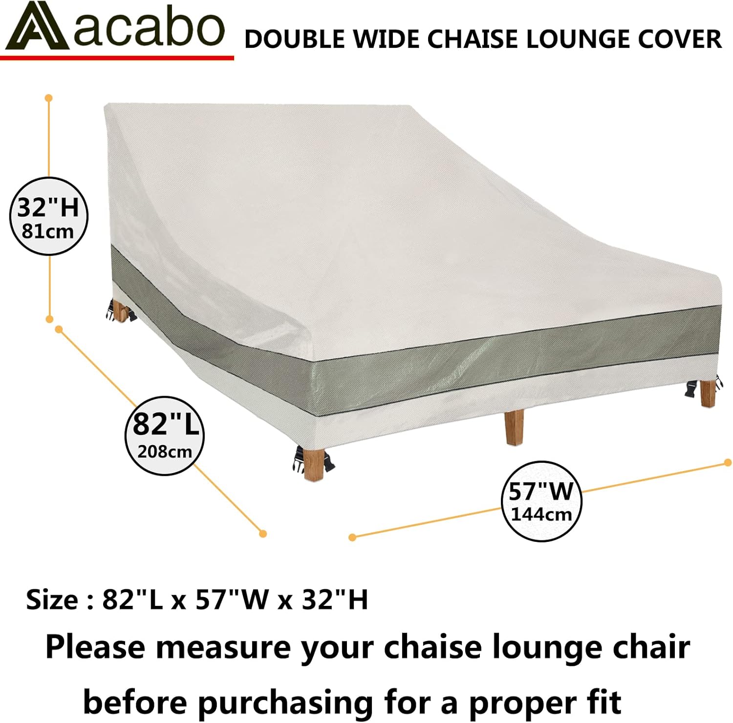 Double Wide Patio Chaise Lounge Chair Cover 82Inch Heavy Duty Waterproof X229