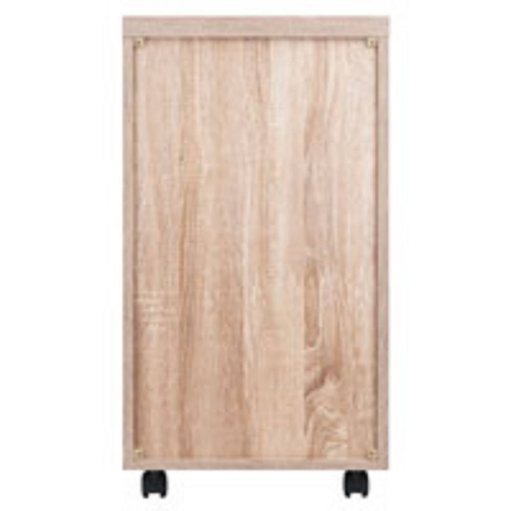 Beige and White Storage Cabinet with Two Shelf and Three Drawers F328
