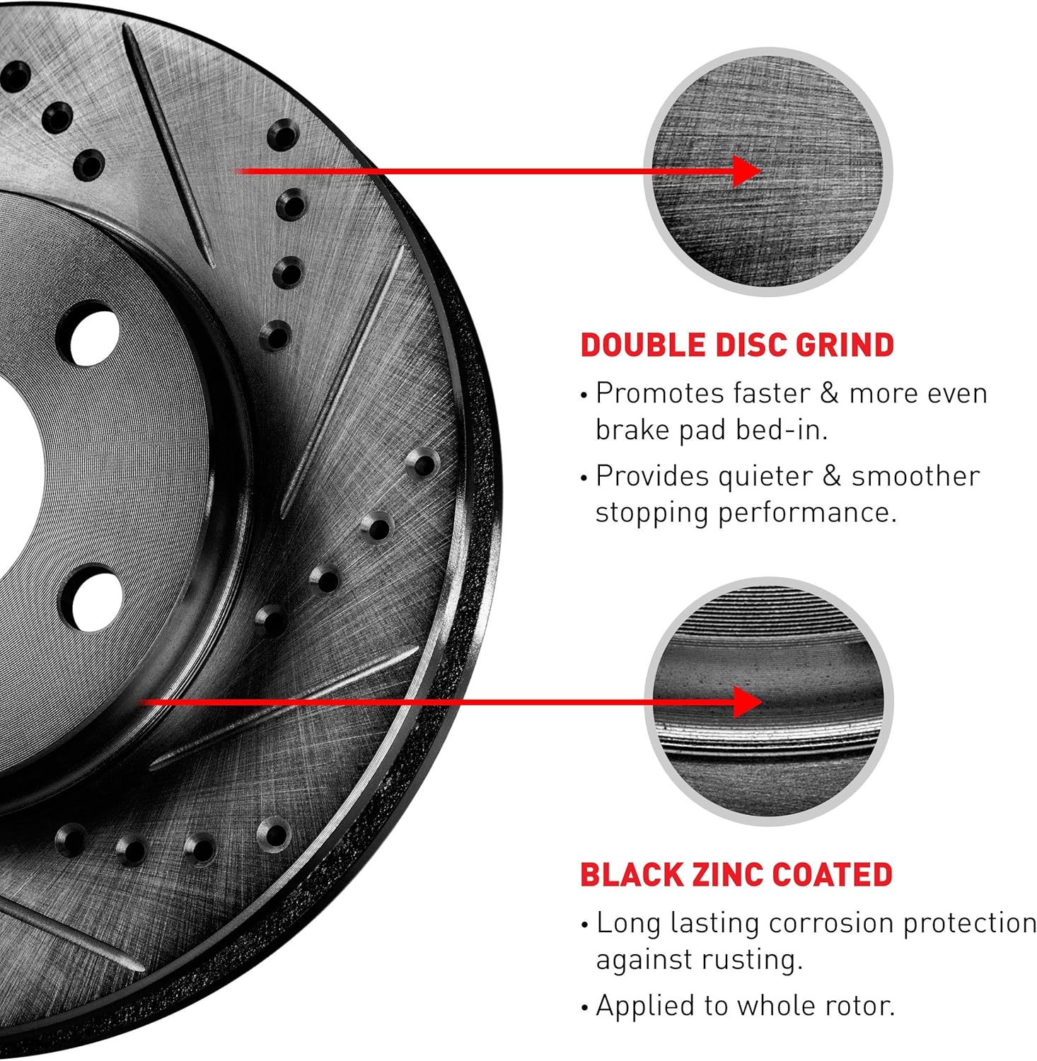 Black Drilled Slotted Brake Rotors Kit & Semi-Met Pads X467