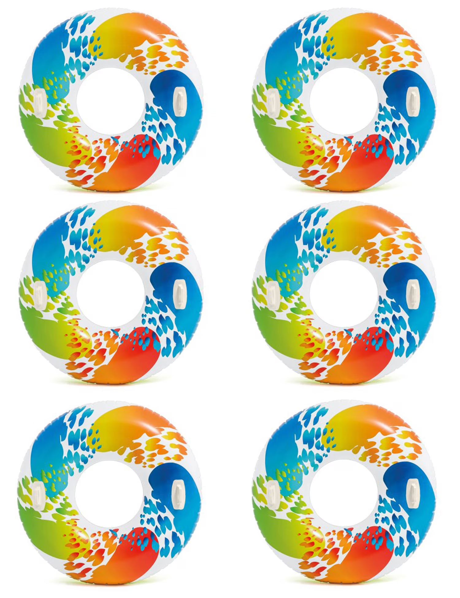 Inflatable 47" Color Whirl Tube Pool Raft with Handles (6 Pack) M8090
