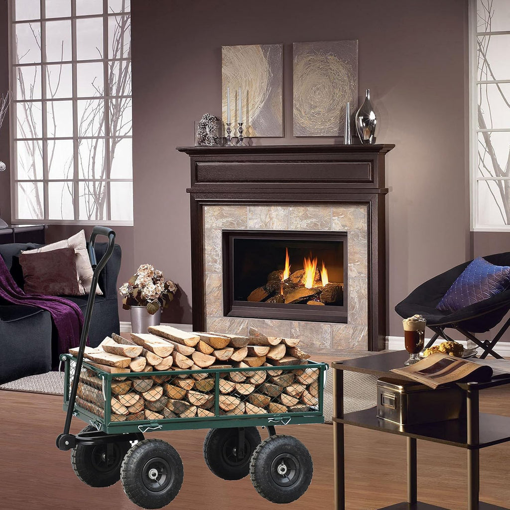 Green Heavy Duty Mesh Steel Utility Wagon with Removable Sides W5788