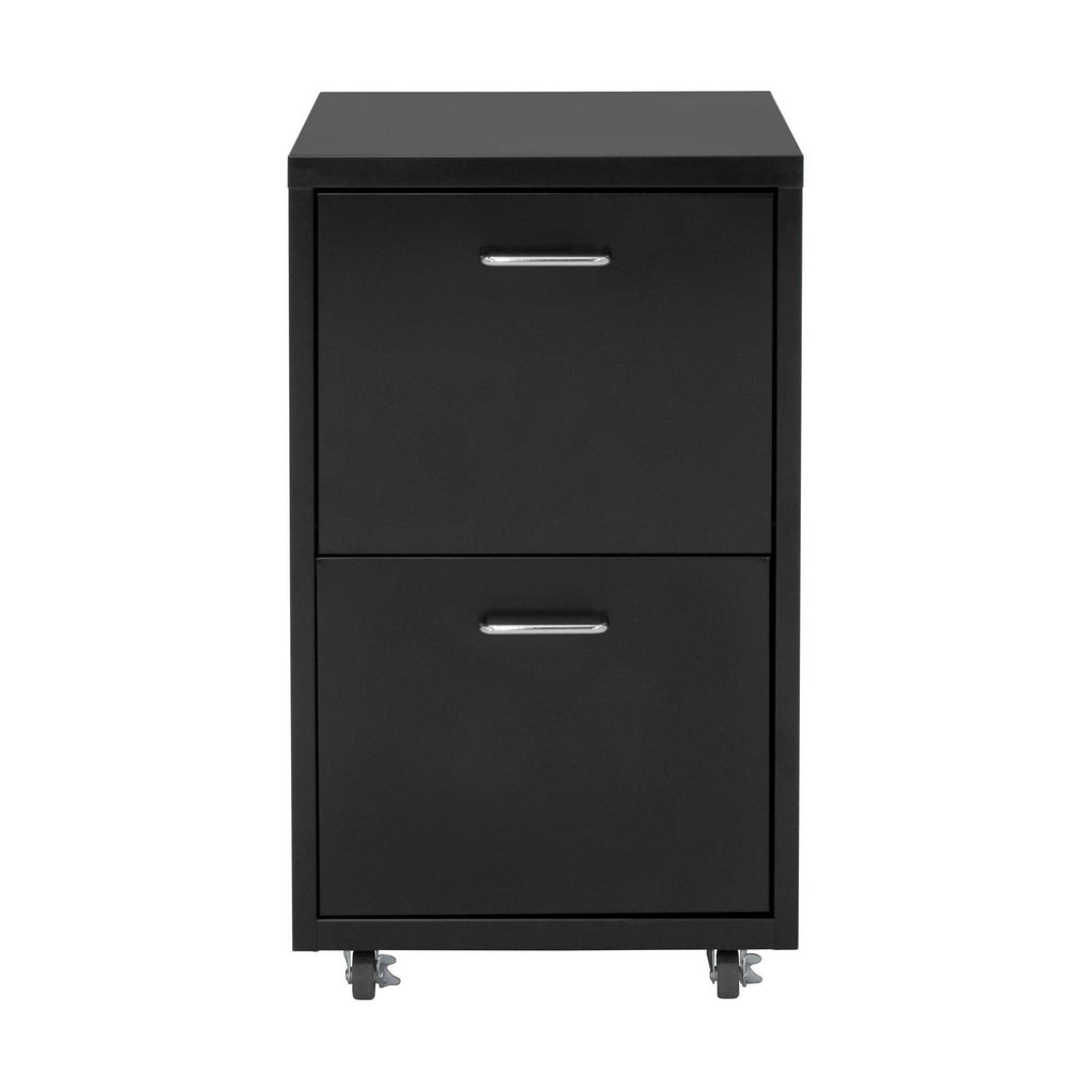 Black Metal 2-Drawer Mobile File Cabinet V399