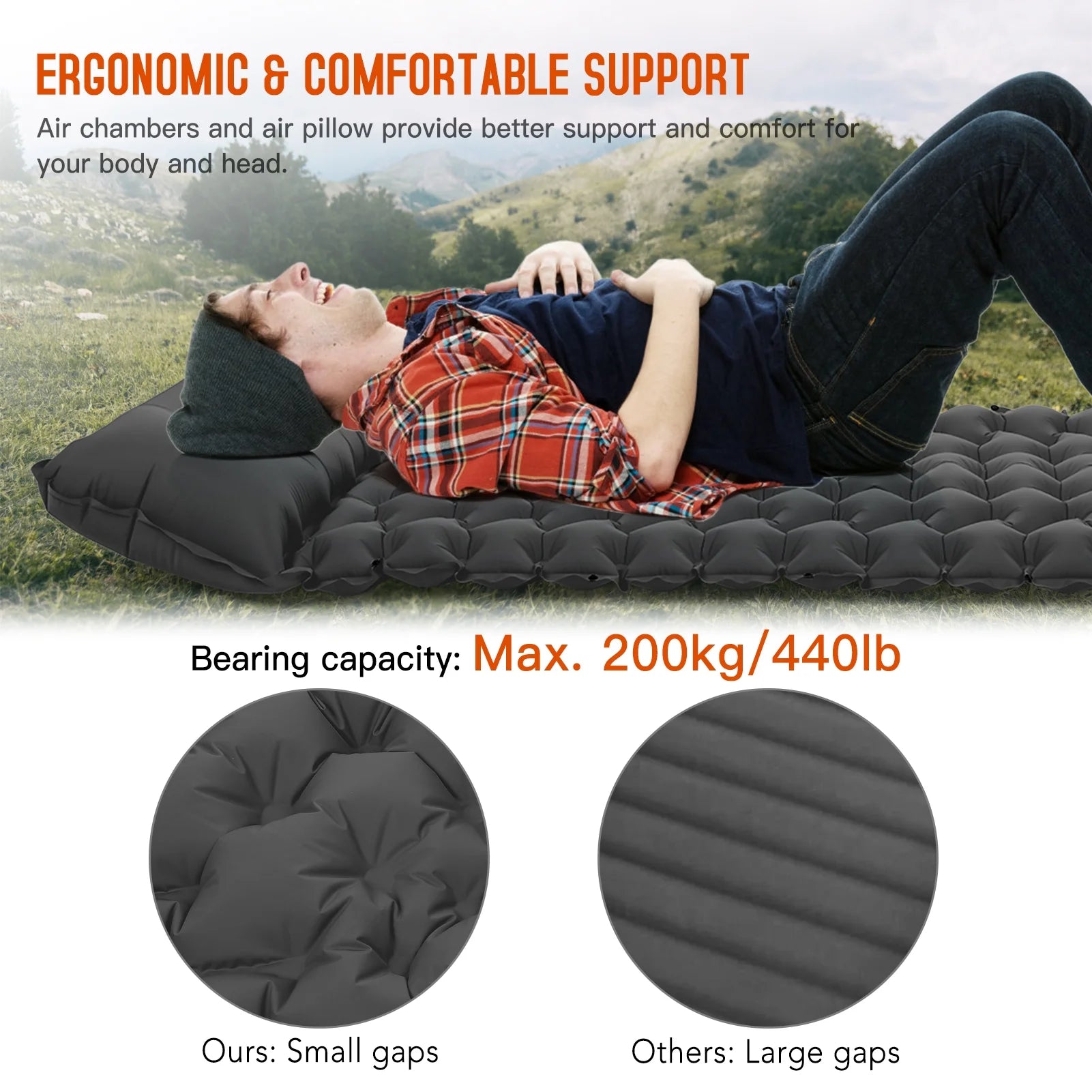 Ultralight Inflatable Camping Sleeping Pad with Pillow R23485