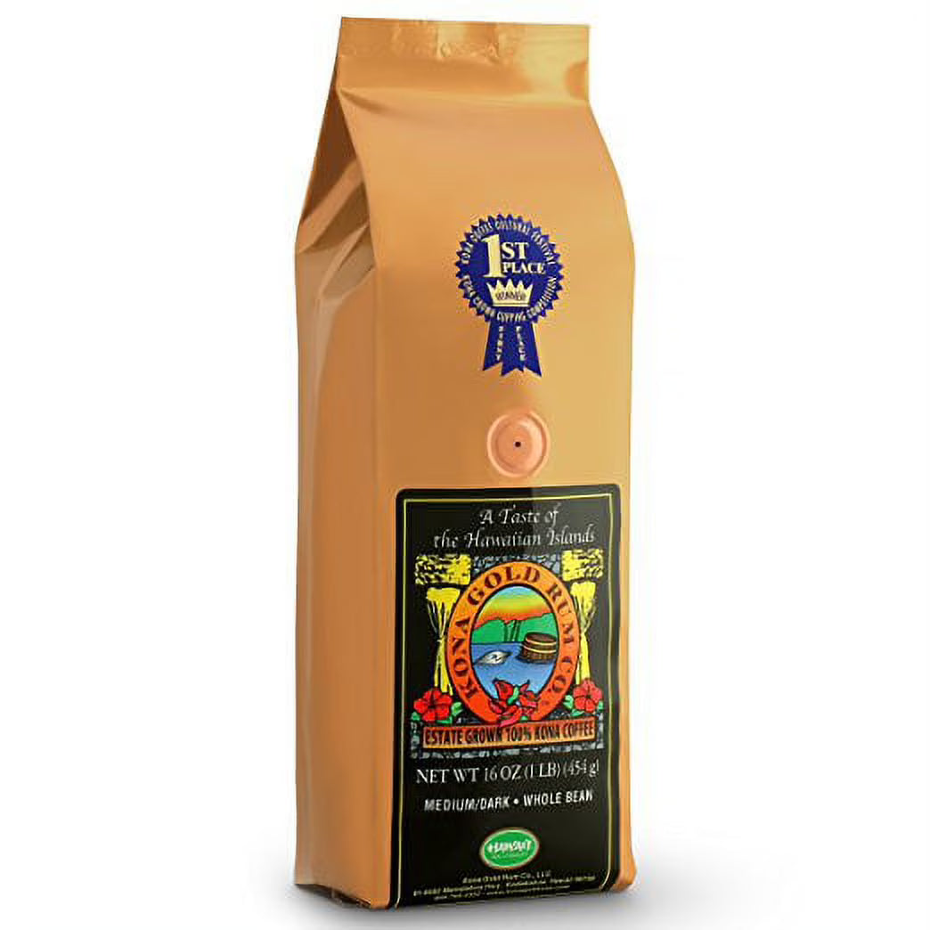 100% Kona Coffee Whole Beans 16 oz Medium Dark Roast U685513