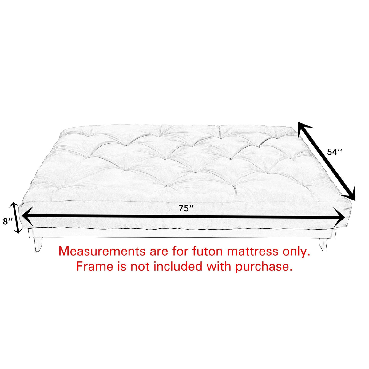 Charcoal Grey 8-Inch Gel Memory Foam Futon Mattress D177879