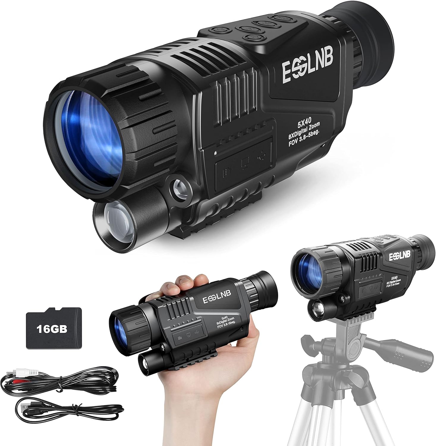 Night Vision Monocular 5X40 with 1.5 TFT LCD 16G TF Card A751