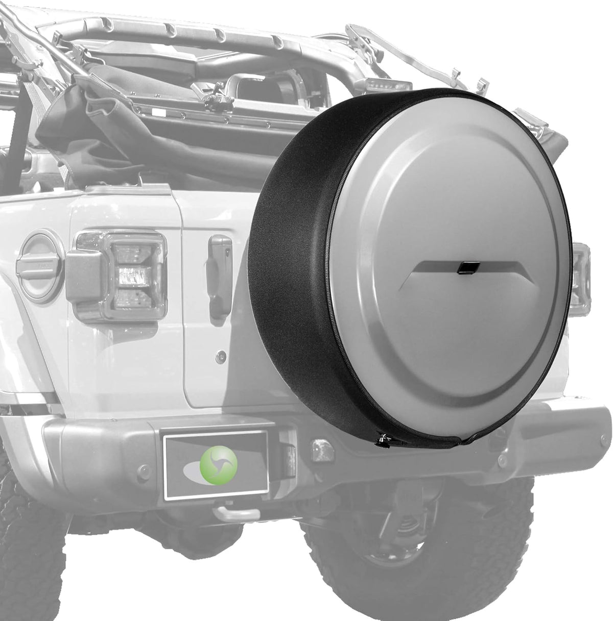 Bright White Painted Plastic Face Black Powder-Coated Ring Tire Cover O6184