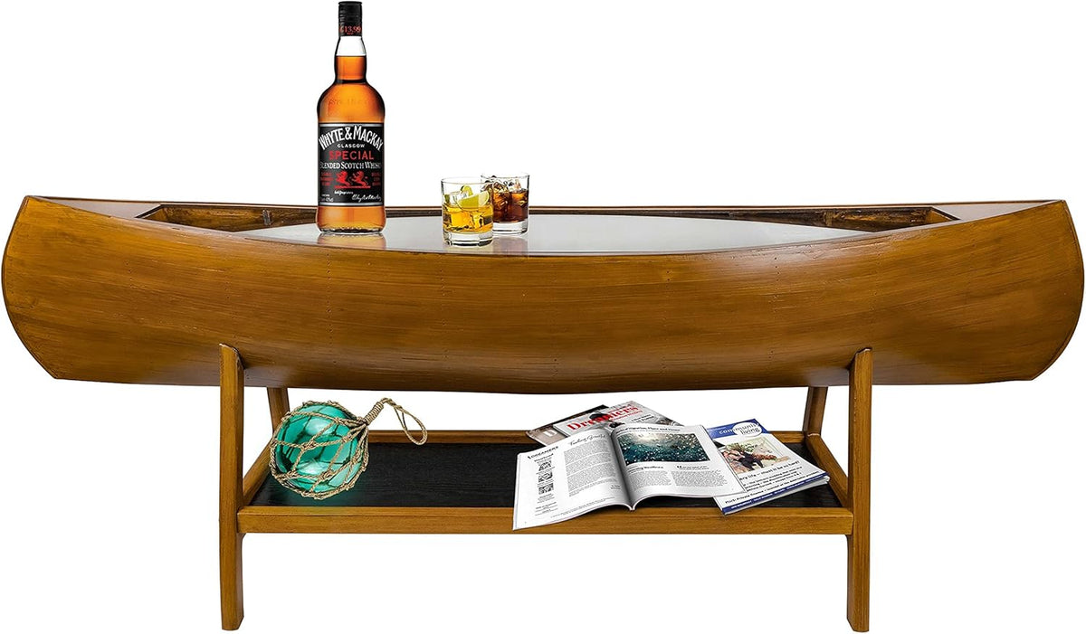 Walnut Antique Finish Oval Glass Coffee Table T821