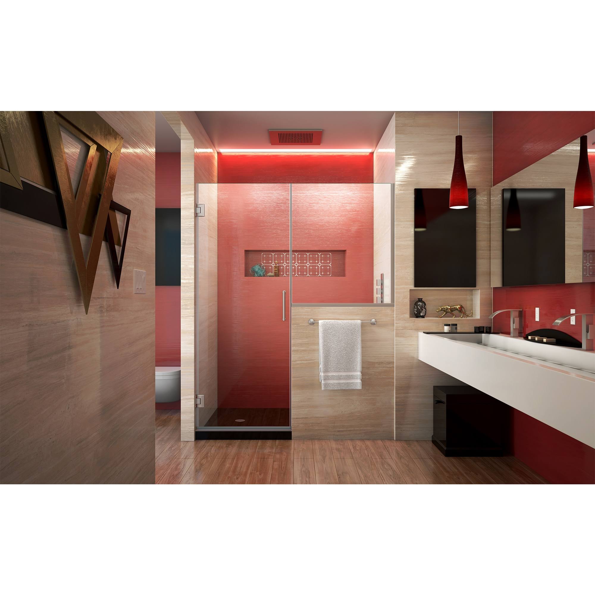 Brushed Nickel Hinged Shower Door Y153926