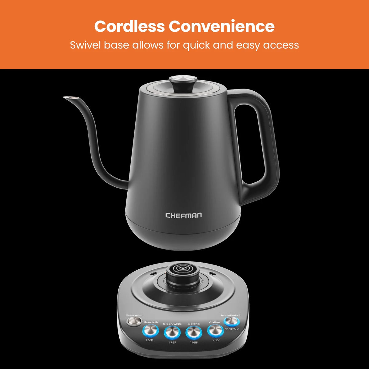 Black Gooseneck Electric Kettle A881