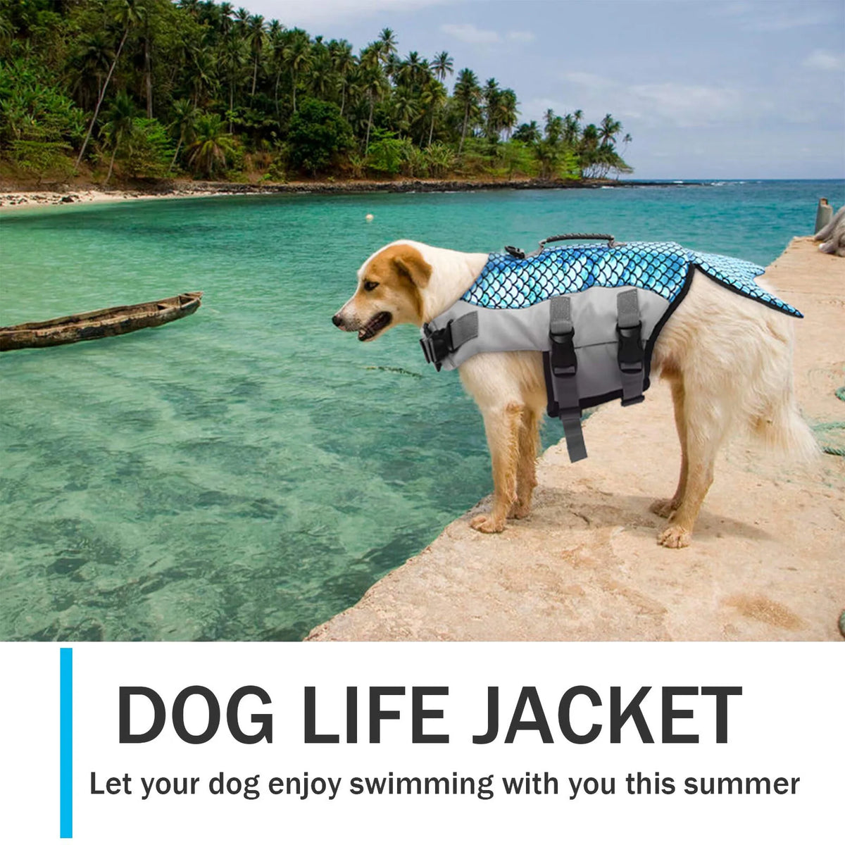 Dog Life Jacket with Rescue Handle, Reflective Adjustable Life Vest D10812