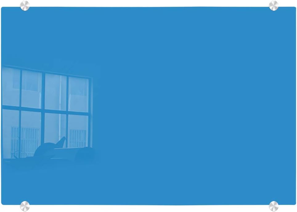 Blue Glass Dry Erase Board, 4’ x 3’, Wall Mounted, Frameless K45853
