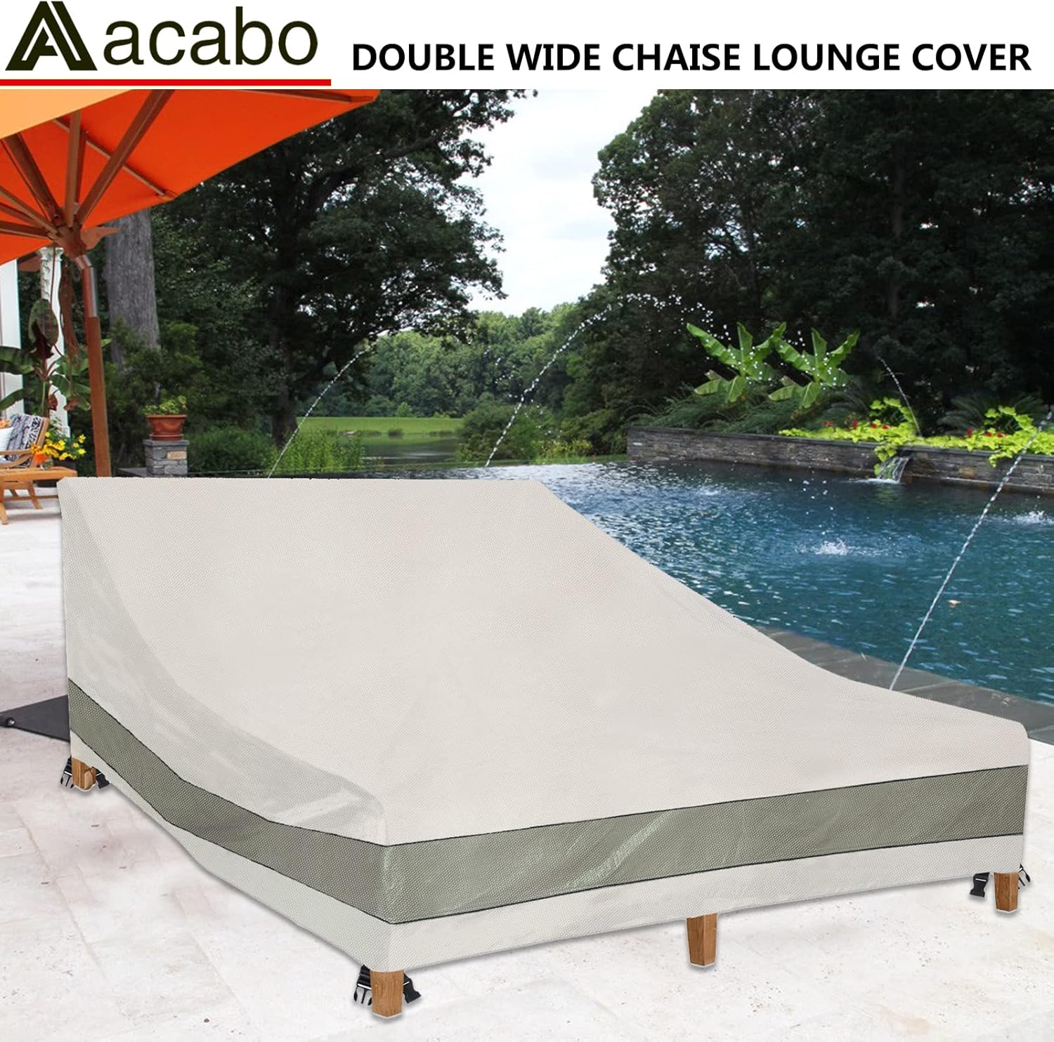 Double Wide Patio Chaise Lounge Chair Cover 82Inch Heavy Duty Waterproof X229