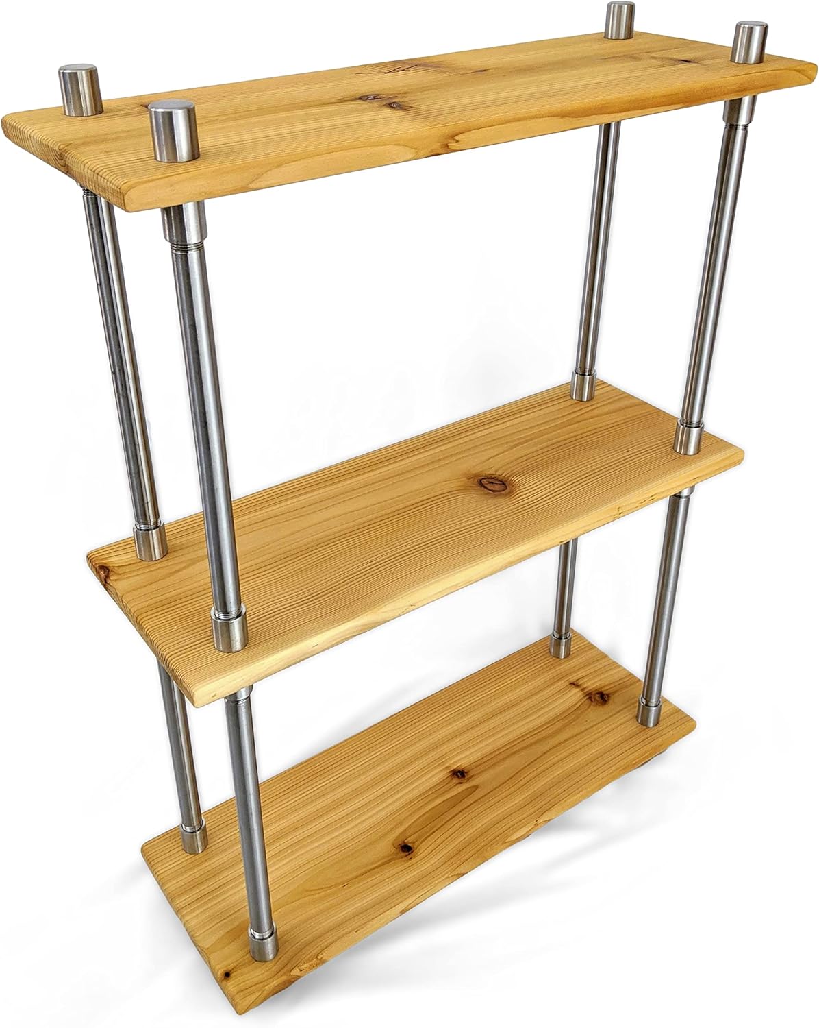 Solid Cedar Wood Stainless Steel Metal Bookcase 16 Inch Wide Z7535