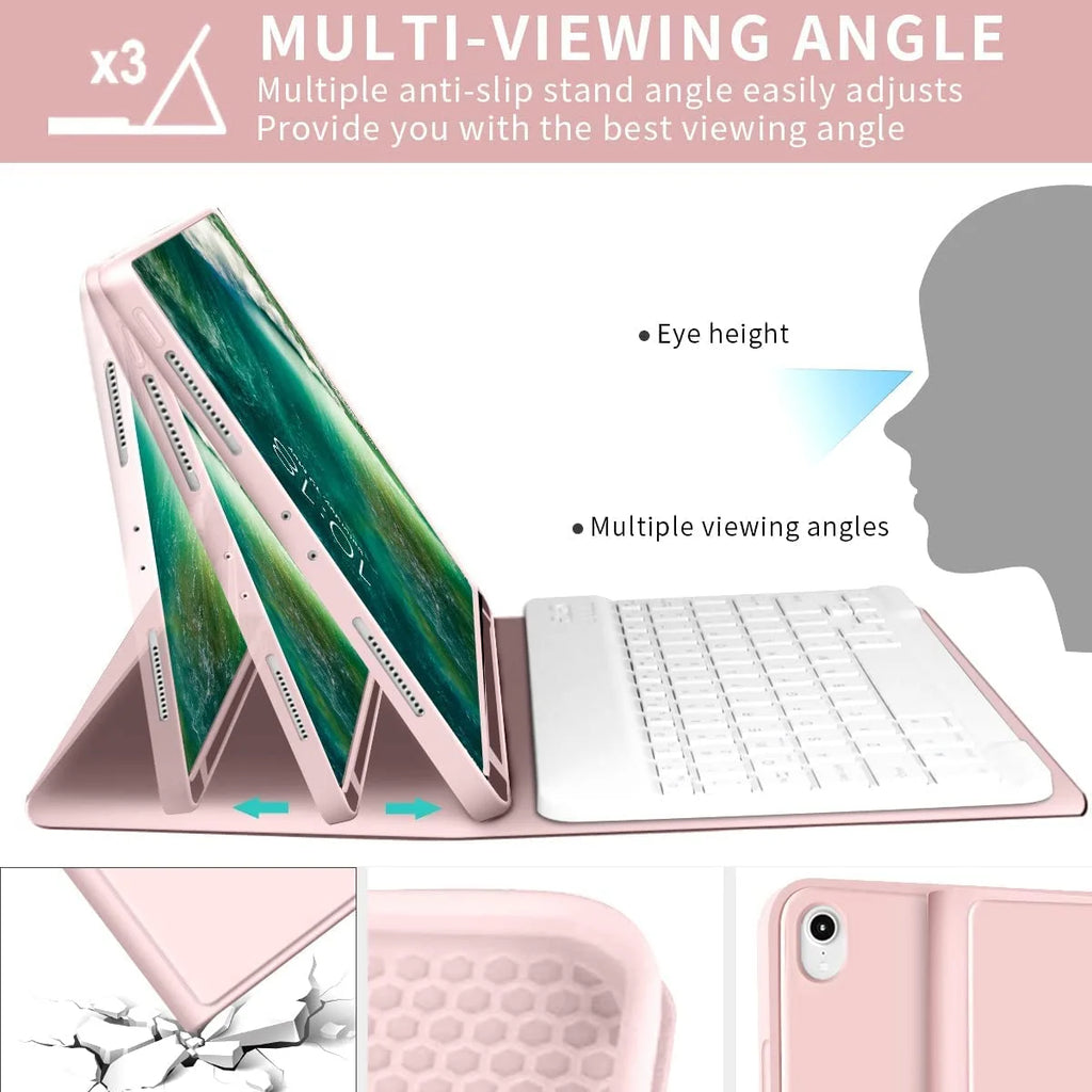Keyboard Case for iPad Air 5th Generation 2022 / iPad Air 4th Generation 2020 with Pencil Holder, Magnetically Detachable Wireless Keyboard Stand Cover for ipad Air 4/5 10.9 Inch R25059