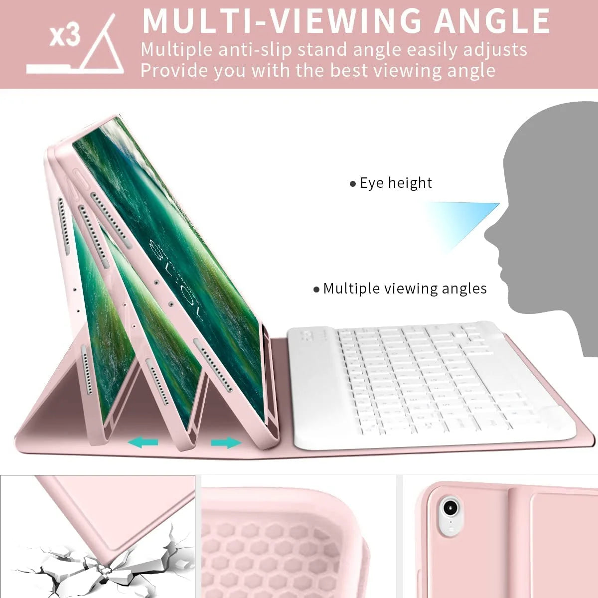 Keyboard Case for iPad Air 5th Generation 2022 / iPad Air 4th Generation 2020 with Pencil Holder, Magnetically Detachable Wireless Keyboard Stand Cover for ipad Air 4/5 10.9 Inch R25059