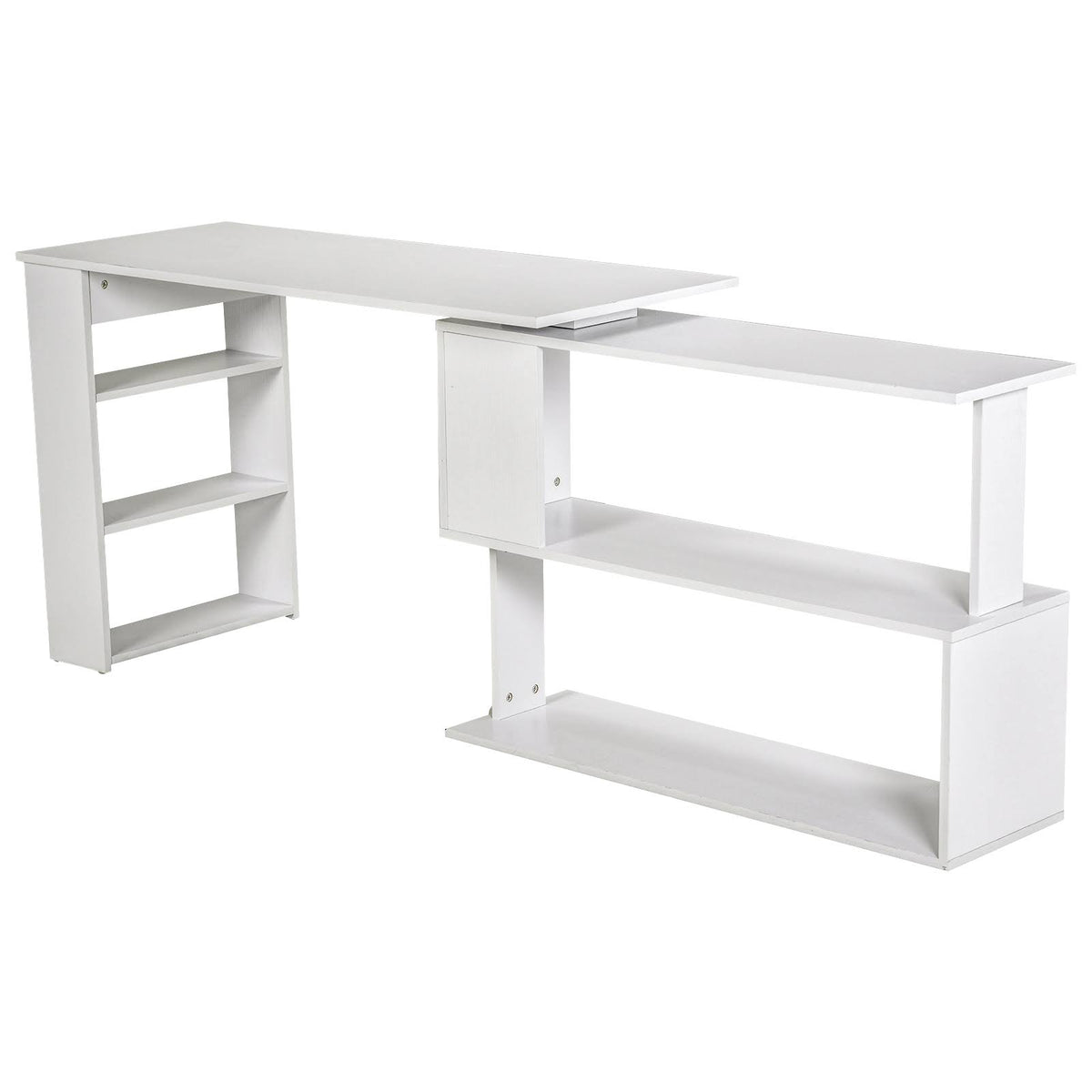 360 Rotating L Shaped Corner Desk with Bookshelves P238