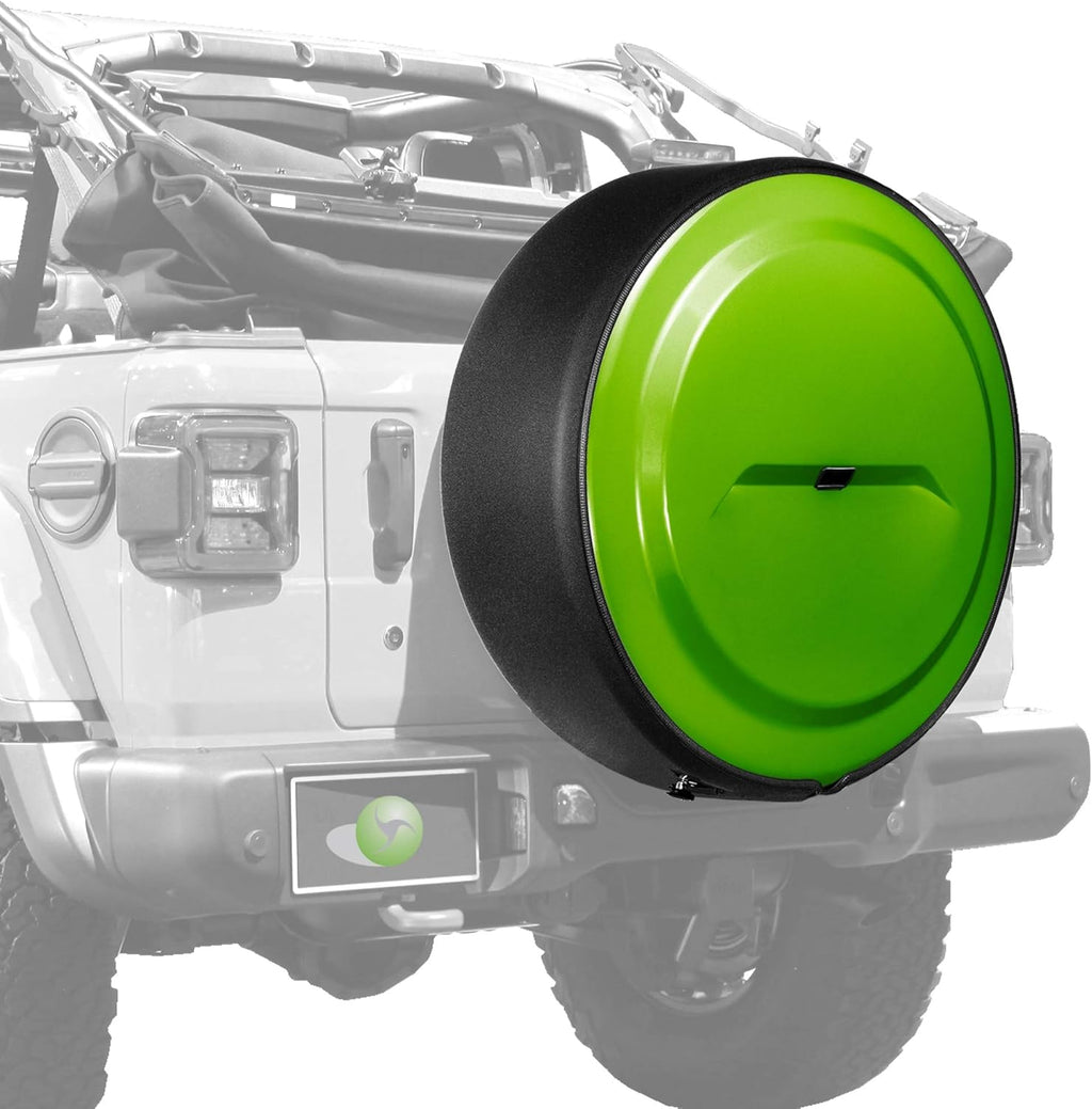 Bright White Painted Plastic Face Black Powder-Coated Ring Tire Cover O6184