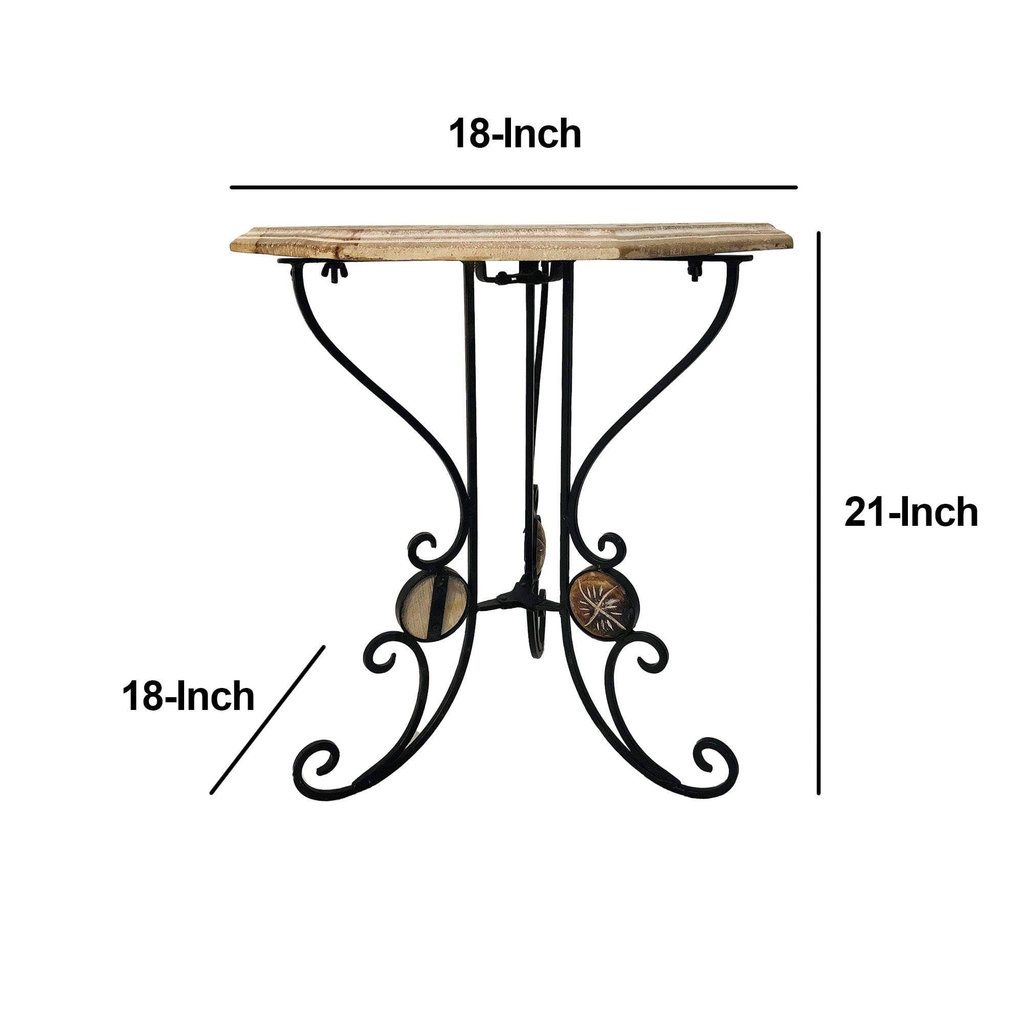 Octagonal Mango Wood Table with Scrolled Foldable Legs M1023