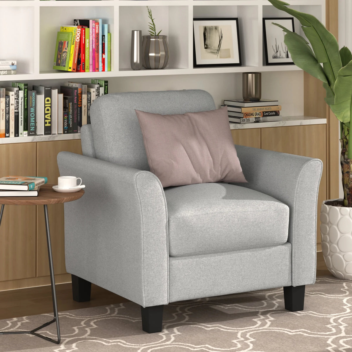 Light Gray Armrest Sofa Loveseat Chair 3-Seat Sofa P2958