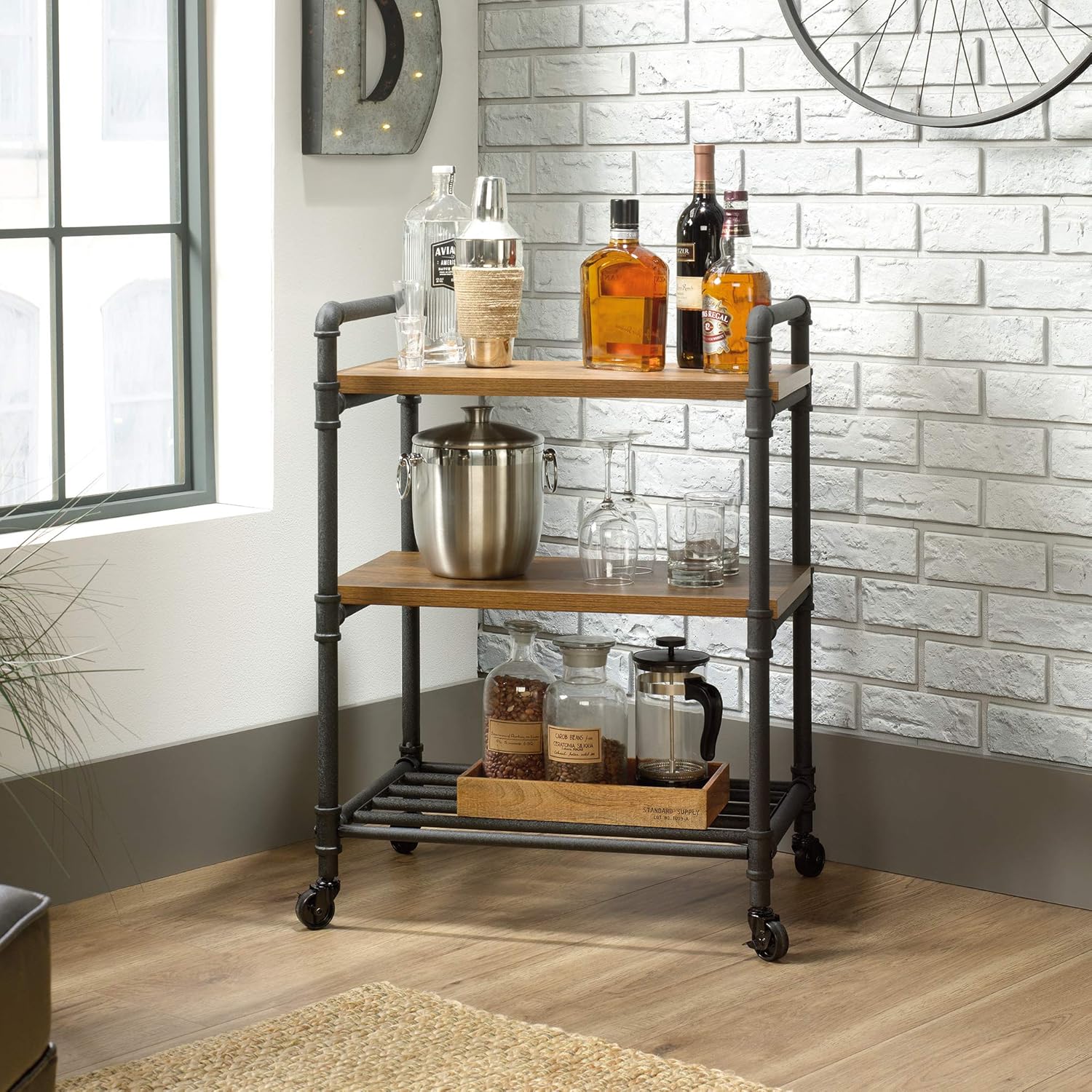 Multi-Purpose Cart, Checked Oak Finish L2639