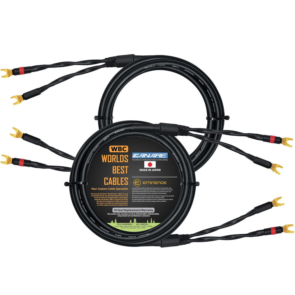 Canare 4S11 Star-Quad Speaker Cable Pair with Gold Spade Connectors Pack of 2 U103848