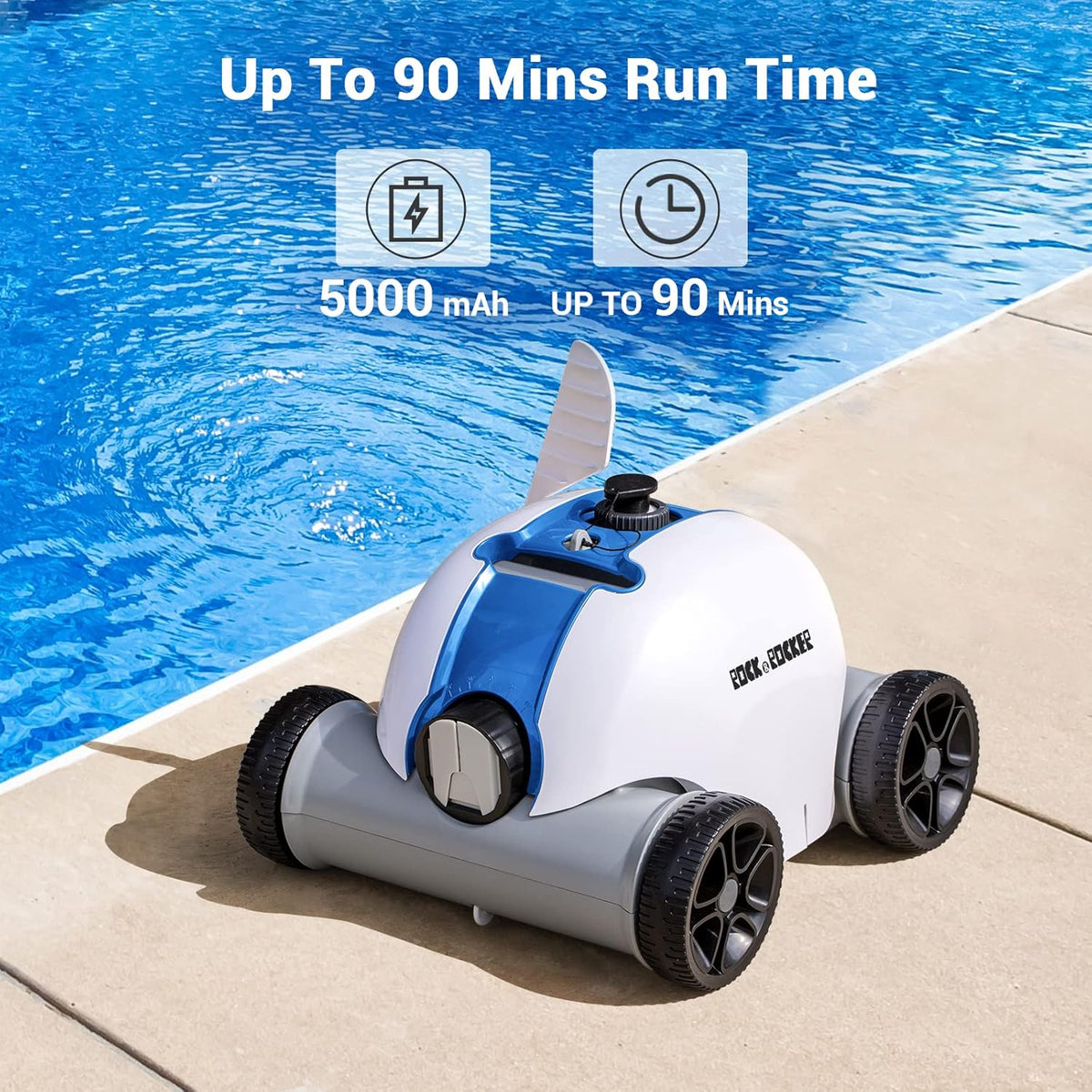 Cordless Robotic Pool Cleaner with Rechargeable Battery, IPX8 Waterproof, Blue I6235