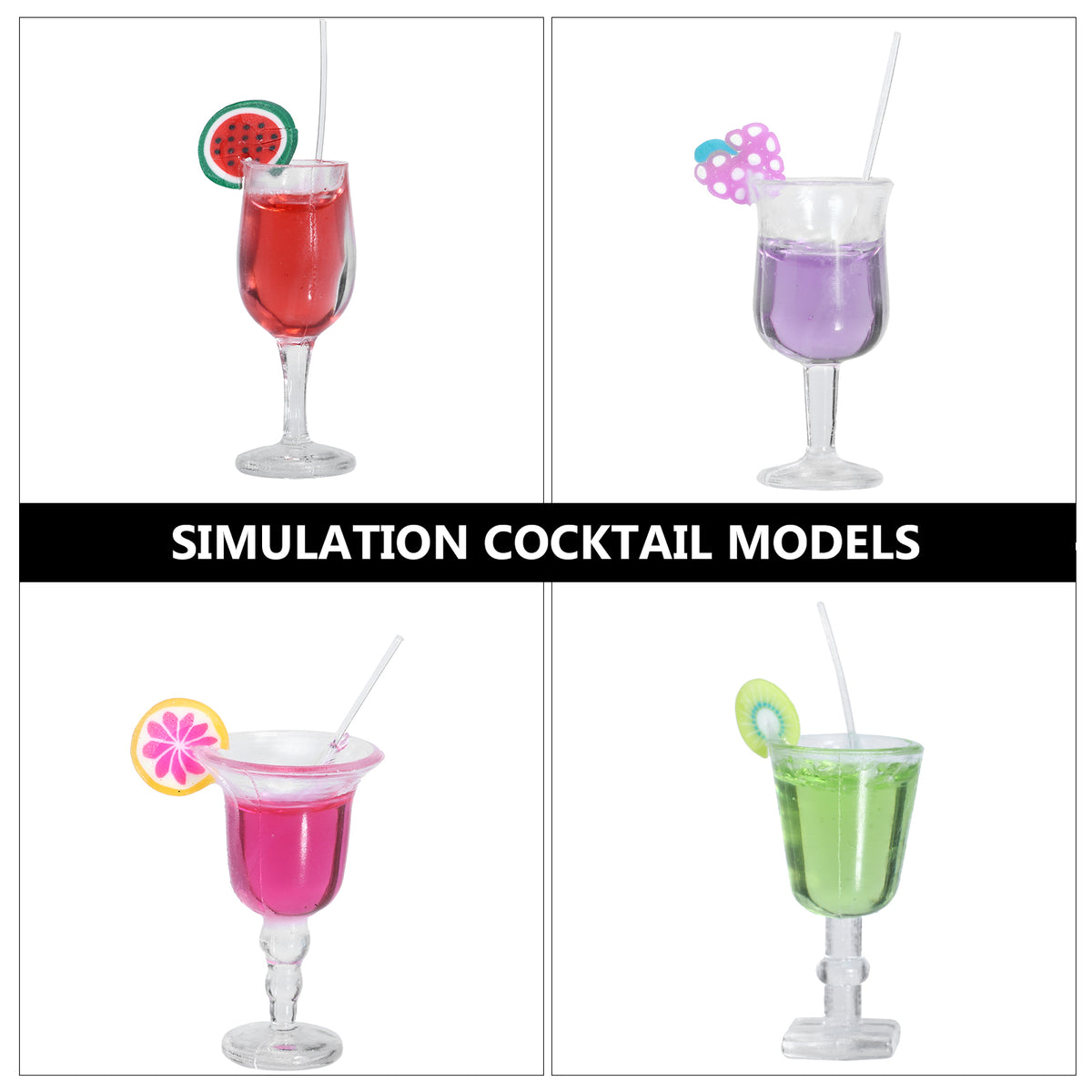16 Pcs Fruit Cocktail Micro Landscape Model Miniature Toy House Ornaments P809310