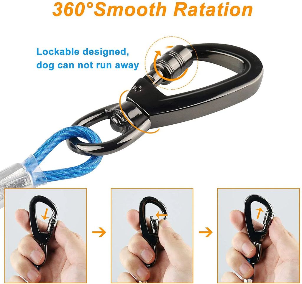 Blue 40ft Dog Tie-Out Cable with Swivel Hook F73896