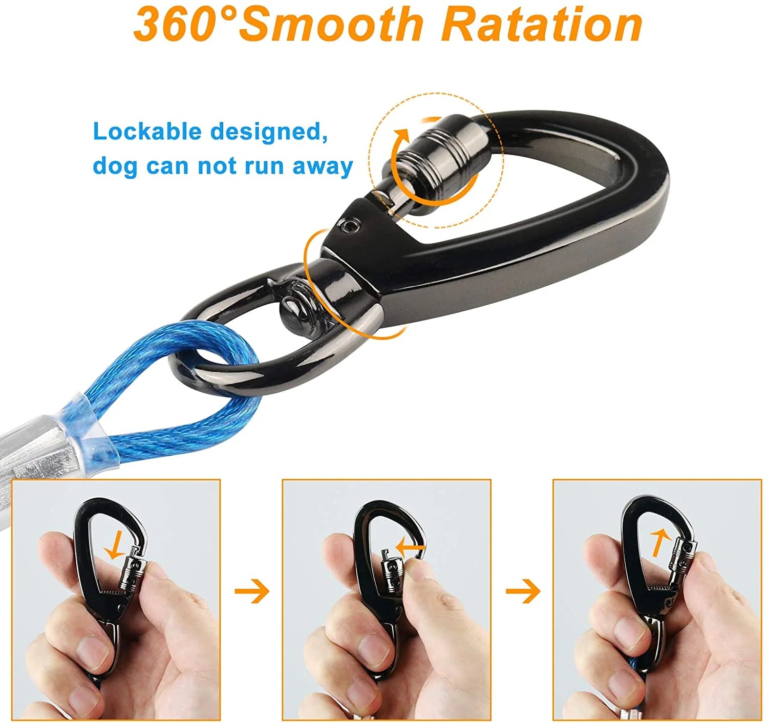 Blue 40ft Dog Tie-Out Cable with Swivel Hook F73896