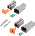 Gray 2 Pin Waterproof Connector Kit with 88 PCS Stamped Formed Contacts F205425