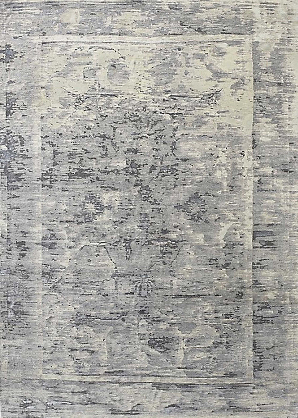 Pale Silver Gray Rectangle Oriental Area Rug U2800