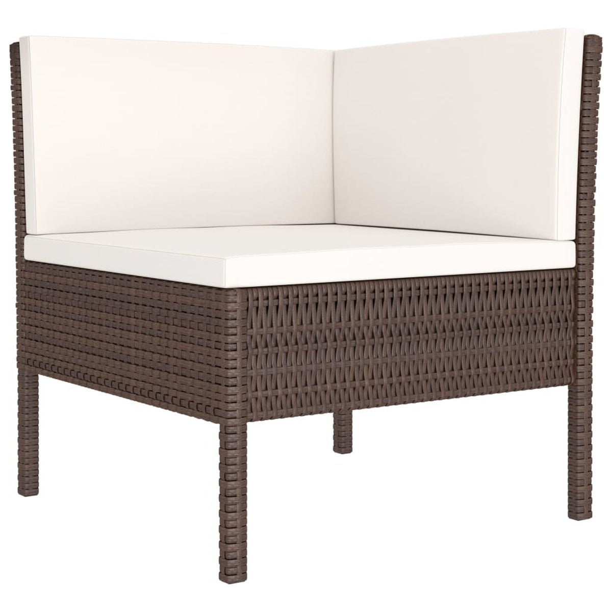 6 Piece Patio Lounge Set with Cream White Cushion Brown Poly Rattan Sectional Outdoor Furniture Set O134