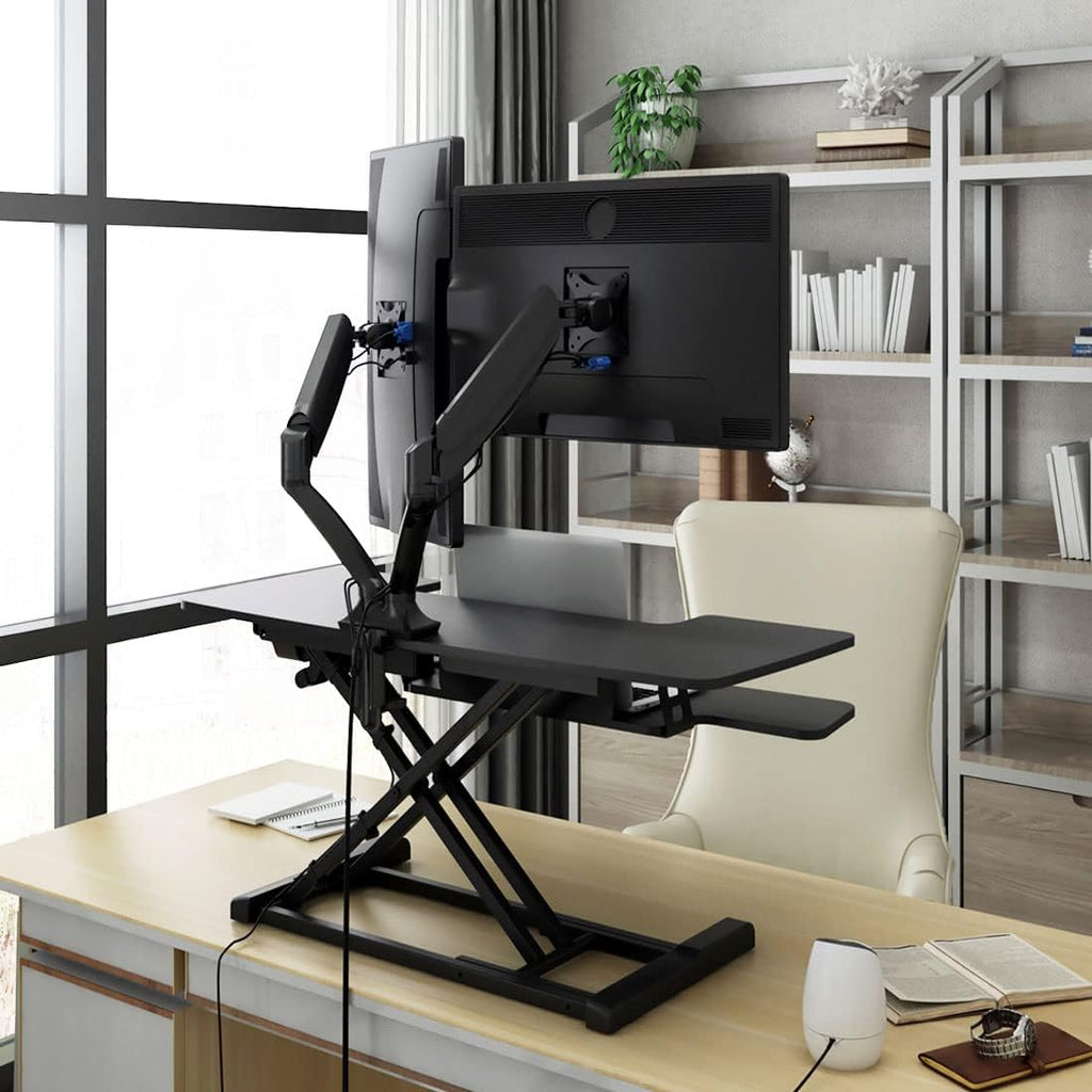 Electric Standing Desk Converter with Quick Release Keyboard Tray I649894